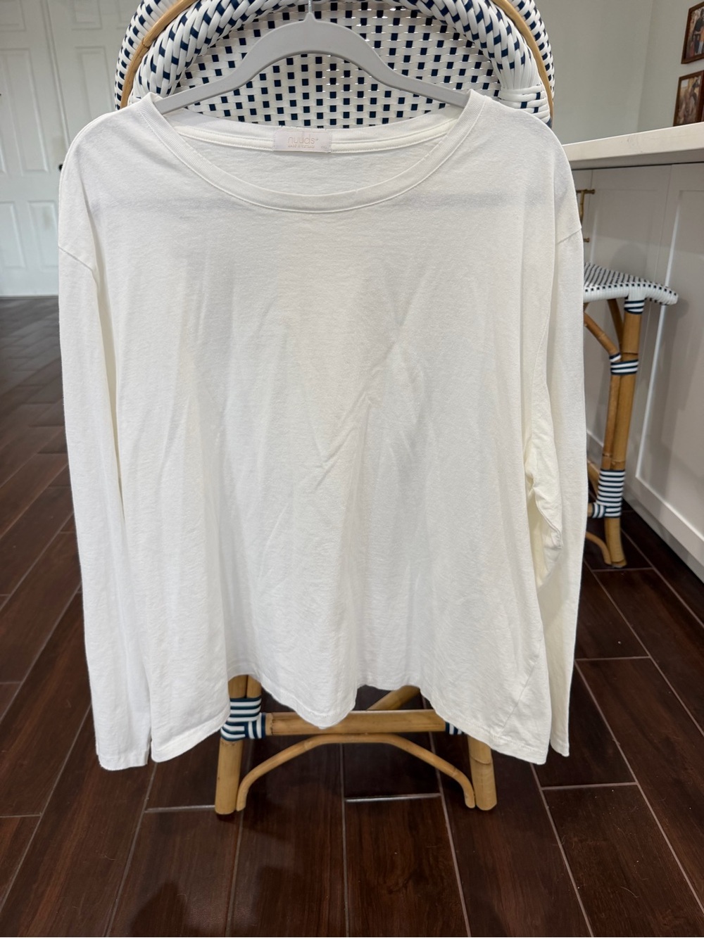 nuuds White Vintage Cotton Long Sleeve Everyday T-Shirt Women’s Size XXL